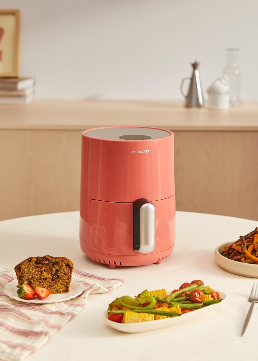 CREATE/FRYER AIR/Heissluftfritteuse 1.5L Terrakotta/Antihaft-Korb, automatische Abschaltung, BPA-fre