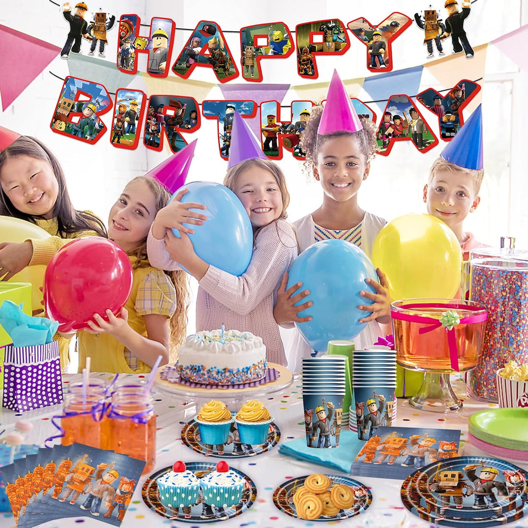 Robl Pappteller Kindergeburtstag Deko Junge- Roblx Geburtstag Geschirr Set Geburtstagsdeko Partygesc