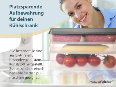 Hausfelder Aufschnittbox Organizer Set - stapelbar mit Deckel – Kühlschrank Wurstbox Aufschnittdosen