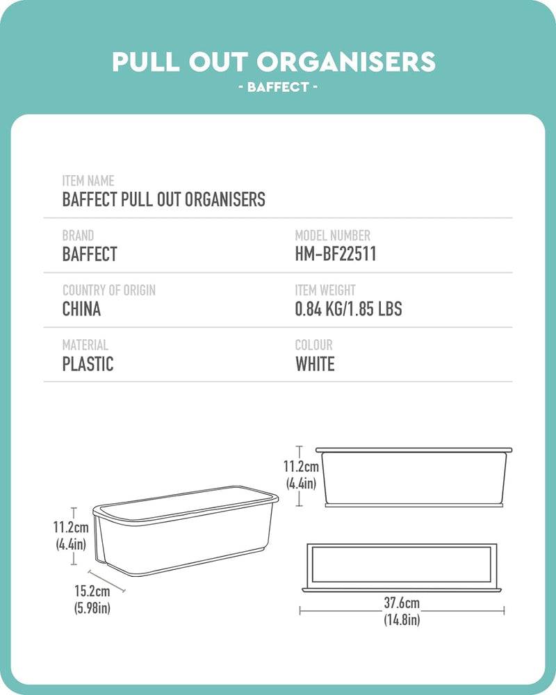 Baffect 2 Stk Küche Ausziehbarer Schrank Korb Organizer, Ausziehbare Kunststoff-Schubladen, Unter Wa