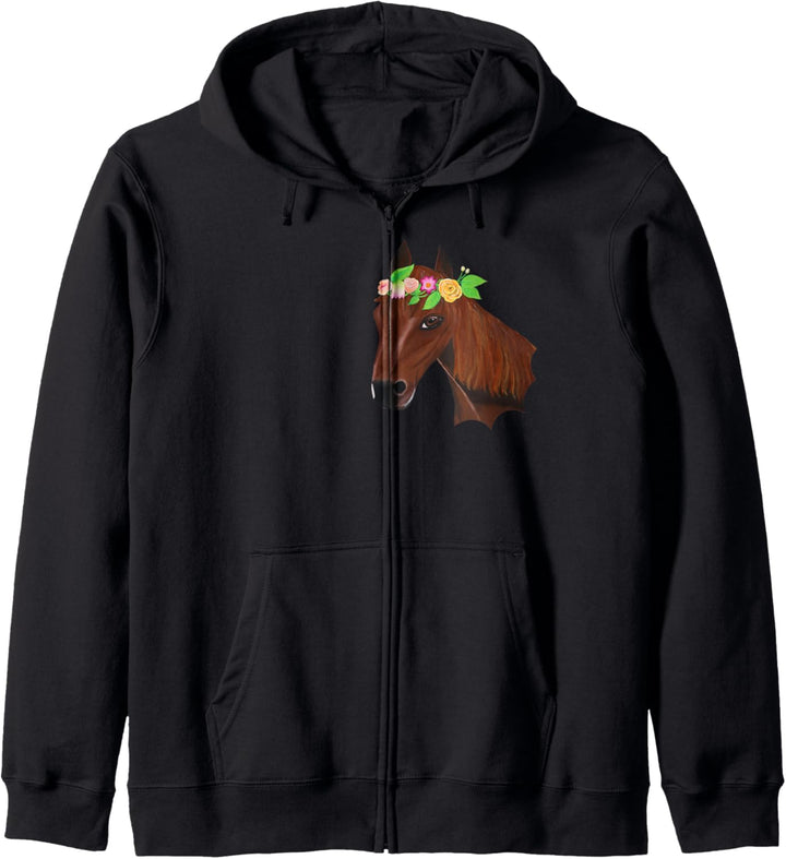Pferd mit Blumenkranz geschmückt Kapuzenjacke