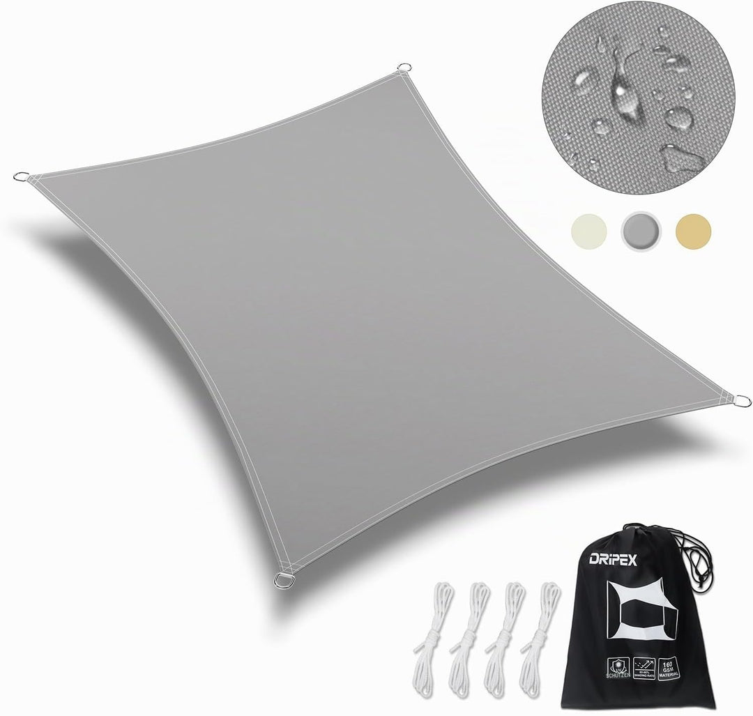 Dripex Sonnensegel wasserdicht Sonnenschutz Set 3X3 m inkl Befestigungsseile Rechteckig Polyester Im