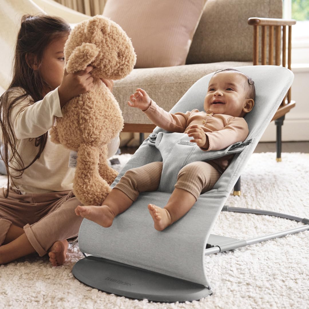 BabyBjörn Babywippe Bliss, Gewebt Melange, Hellgrau