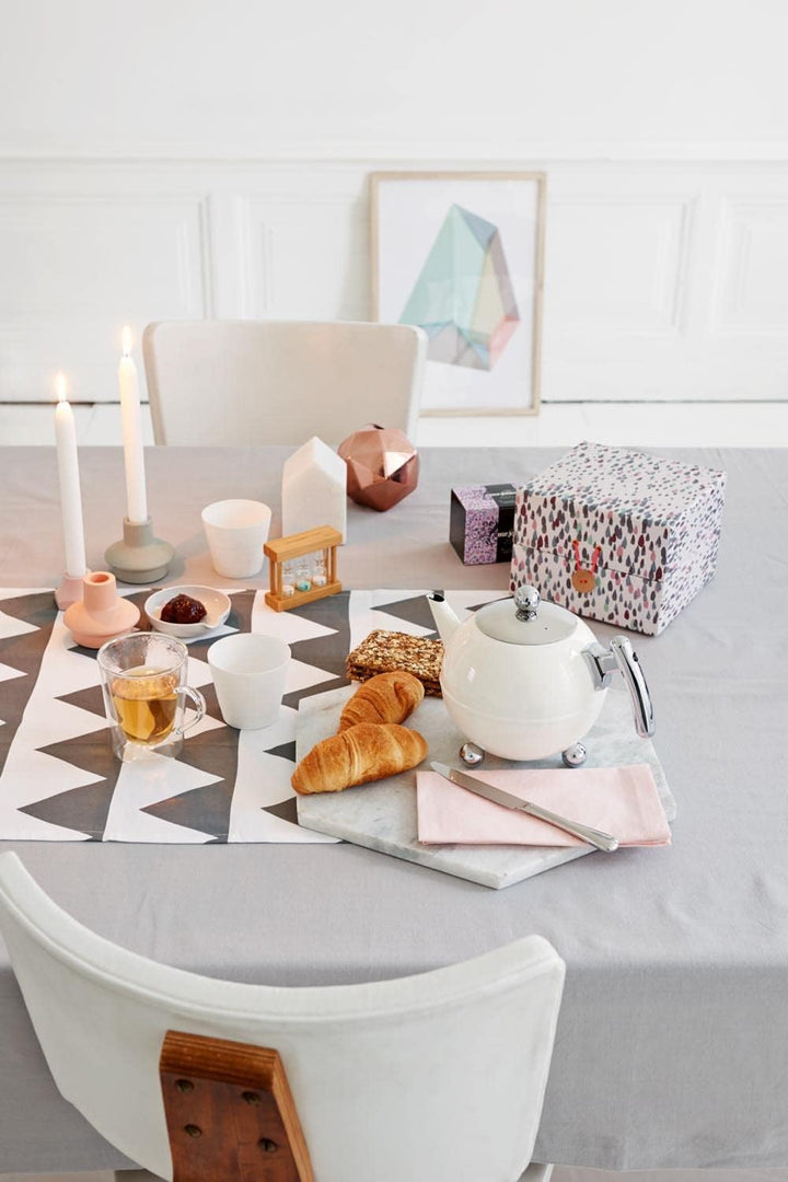 Creme-Weisse bauchige doppelwandig isolierte Edelstahl Teekanne 1.2 Liter