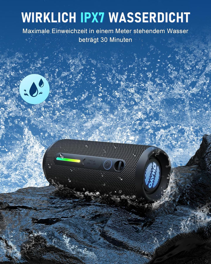 OHAYO Bluetooth Lautsprecher, Bluetooth Box mit RGB Licht, Musikbox mit Bluetooth 5.3, 3 Licht Modi,