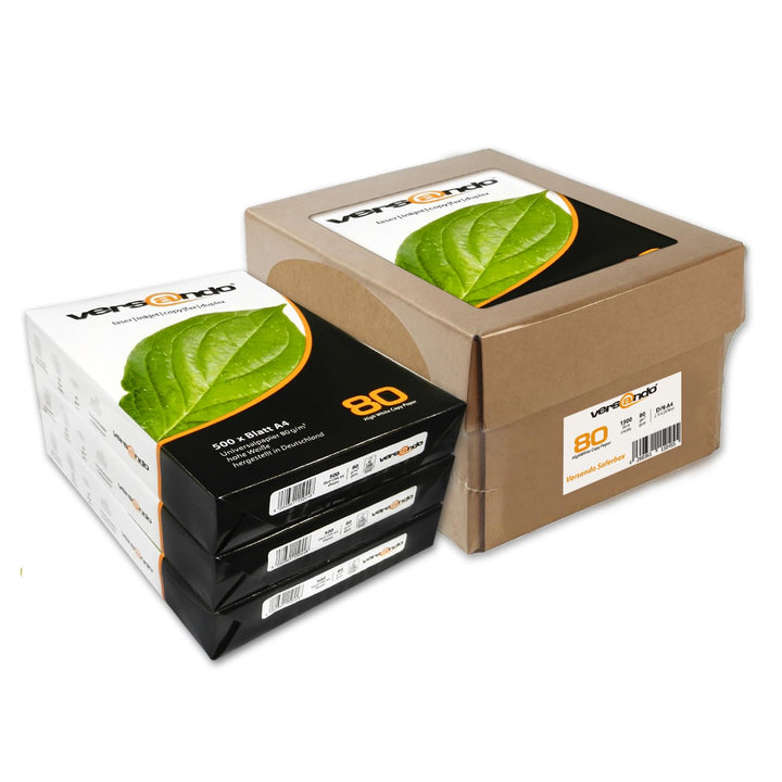 versando 1.500 Blatt Kopierpapier A4 HighWhite 80 Drucker-/Universalpapier 3x 500 Blatt PremiumWeiss