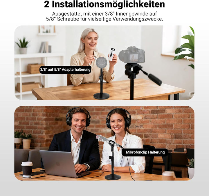 NEEWER Tisch Mikrofon Ständer, verstellbare Tischhalterung mit 3/8" bis 5/8" Schraubenadapter, kompa