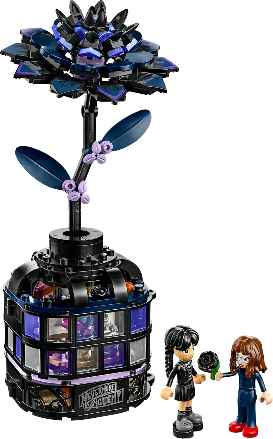 LEGO Wednesday Schwarze Dahlie Spielzeug - Spielset zum Bauen und Ausstellen mit 2 Minifiguren &amp; Zub