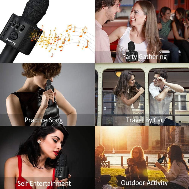 BONAOK Bluetooth Karaoke Mikrophon Erwachsene, Tragbares 3 in 1 Karaoke Mic, Handmikrofon Home Gebur