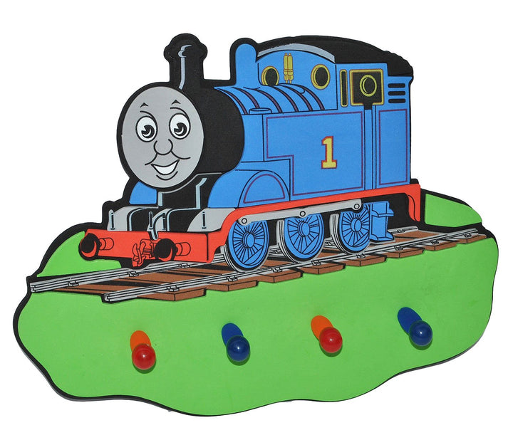 3-D Kindergarderobe - Thomas die Lokomotive - mit 4 Kleiderhaken Moosgummi - Garderobenhaken Wandhak