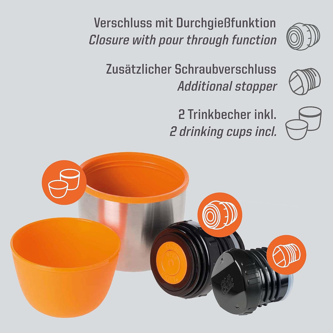 Esbit Edelstahl Isolierflasche Classic 750 ml in Schwarz - für warme und kalte Getränke - Edelstahl
