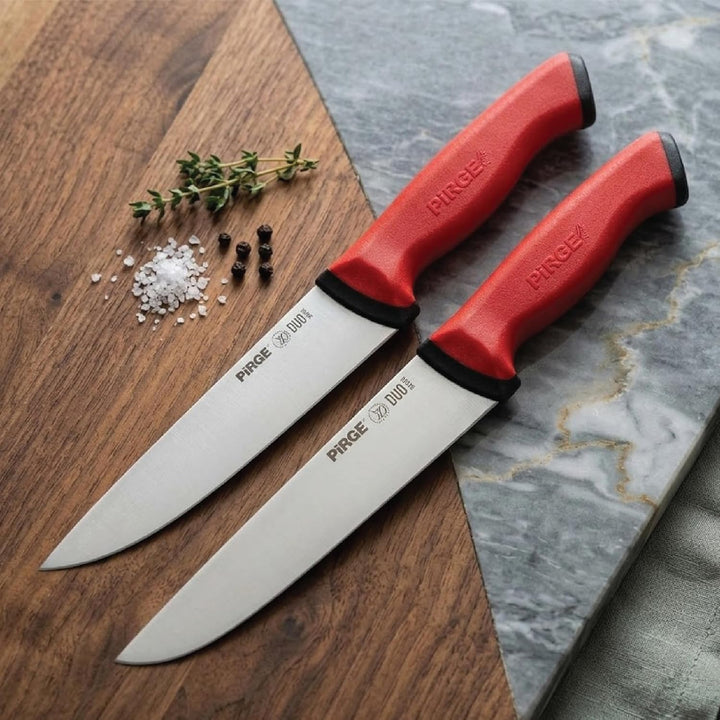 Pirge Duo Profi Metzgermesser Set 2 TLG - Rutschfester Griff - 16,5 cm und 21 cm - Schlachtermesser