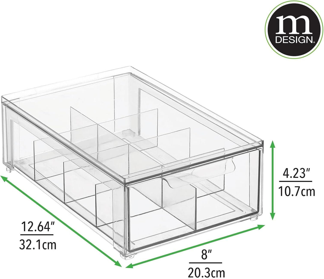 mDesign Schubladenbox mit 8 Fächern – Stapelbox aus Kunststoff für Küchen- und Kühlschrank – Küchen