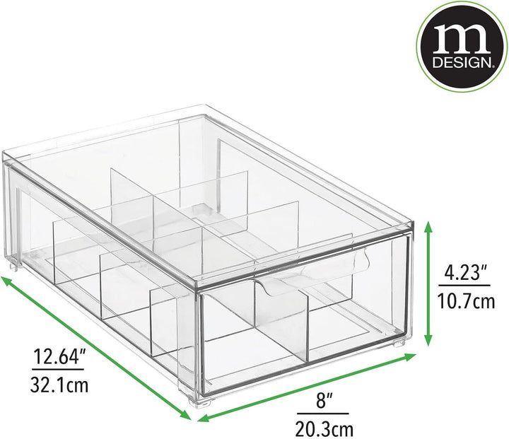 mDesign Schubladenbox mit 8 Fächern – Stapelbox aus Kunststoff für Küchen- und Kühlschrank – Küchen