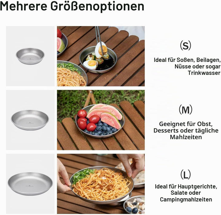 iBasingo Camping Titan Teller 18.5cm Servier Teller Party Ultraleichte Outdoor Picknick Metall Gesch