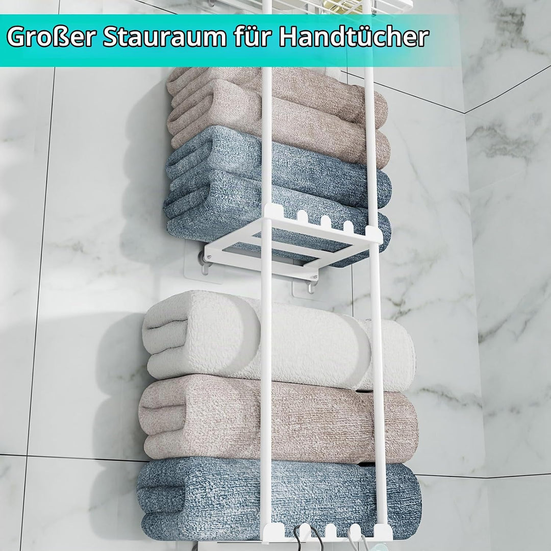 HapiRm Hhandtuchhalter Badezimmer - 3 Schicht Handtuchhalter Wand Montage mit Aufbewahrungskorb, Han