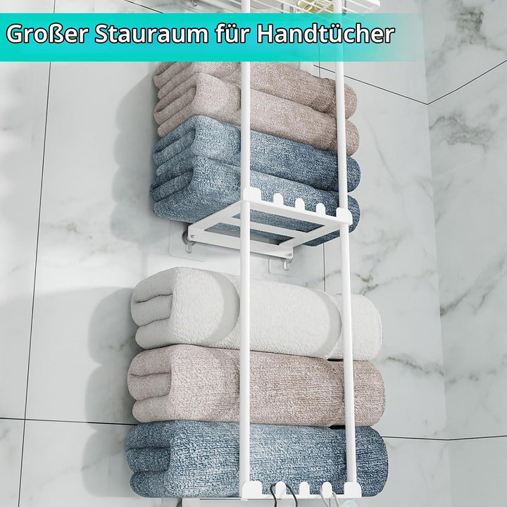 HapiRm Hhandtuchhalter Badezimmer - 3 Schicht Handtuchhalter Wand Montage mit Aufbewahrungskorb, Han