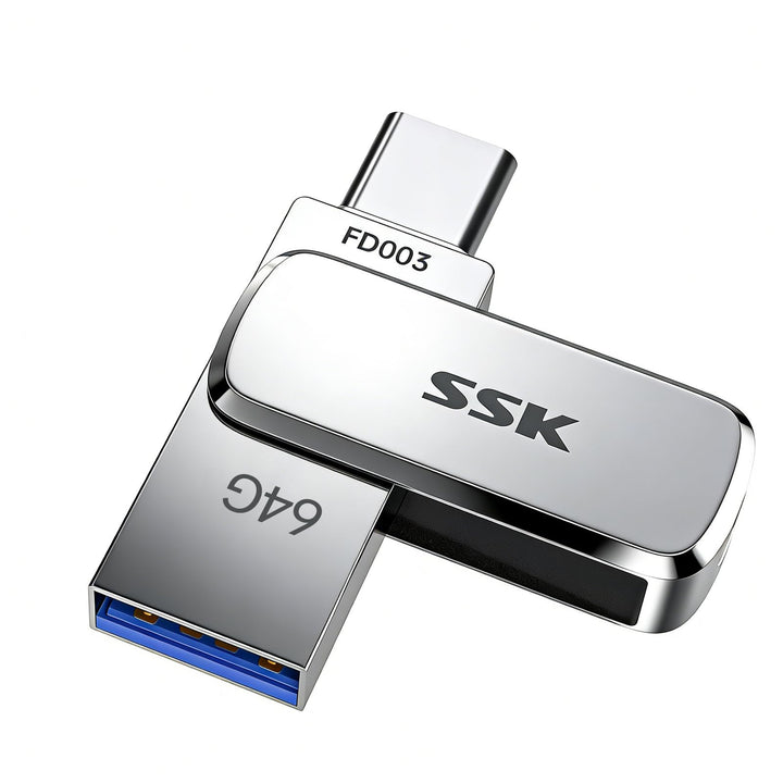 SSK 64GB USB C Stick bis zu 240 MB/s, Dual Memory Stick USB 3.2 Typ-C und USB-A Handy Speicherstick,