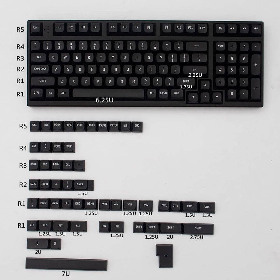 Double Shot Tastenkappen 150 Tasten MSA Profil ISO/ANSI Layout Schwarz Tastenkappen-Set für Cherry M