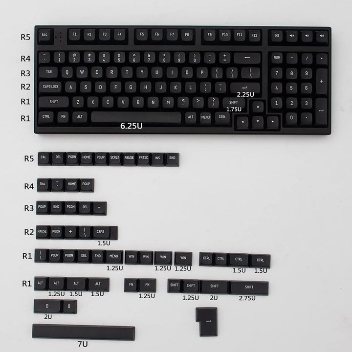 Double Shot Tastenkappen 150 Tasten MSA Profil ISO/ANSI Layout Schwarz Tastenkappen-Set für Cherry M