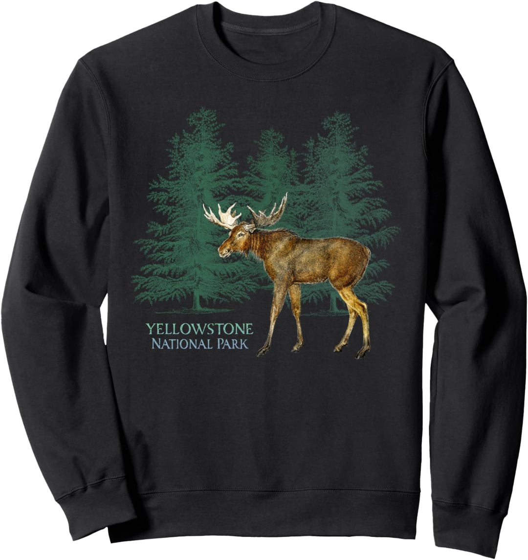 Yellowstone-Nationalpark Wyoming Bäume und Elche Sweatshirt