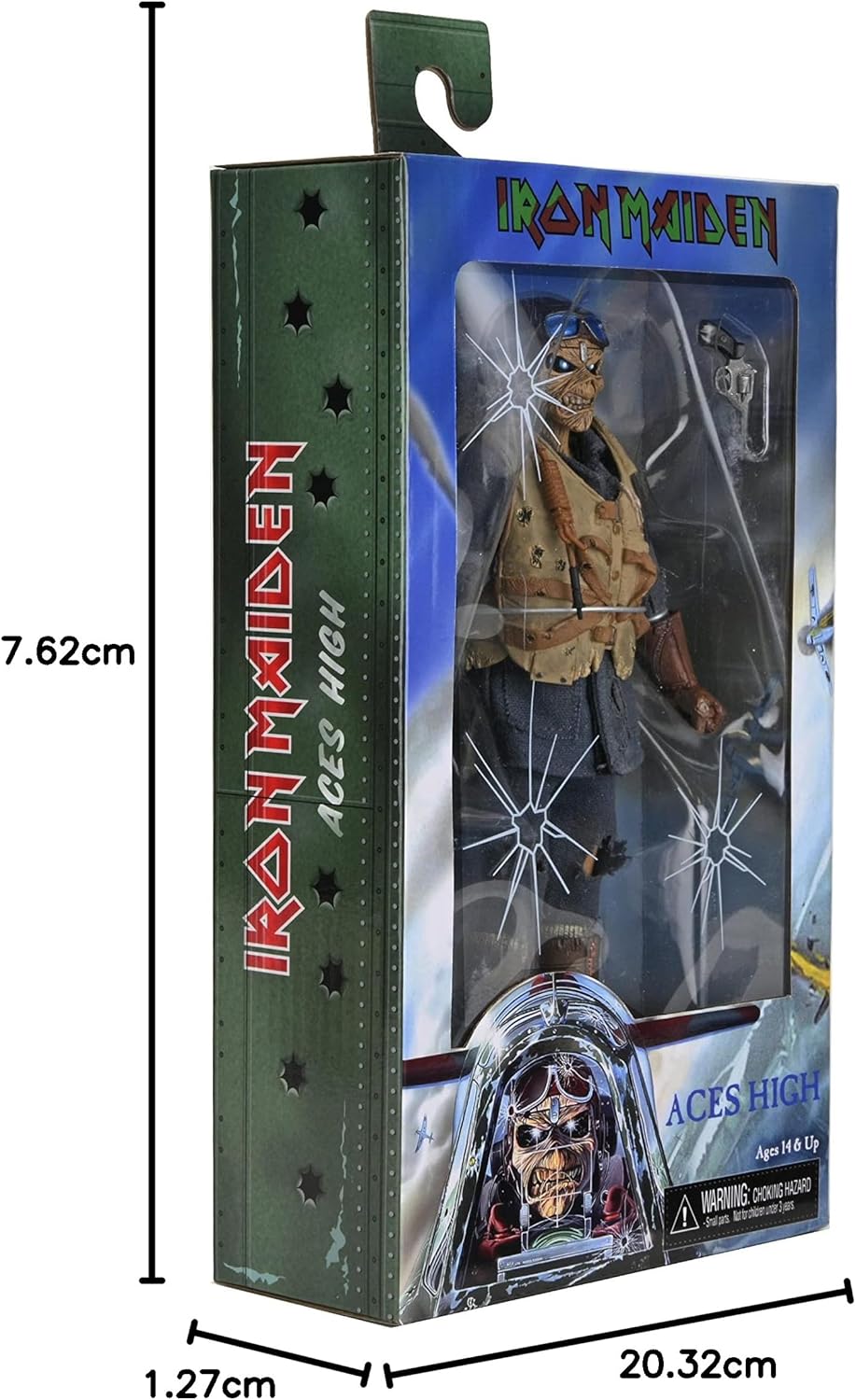 NECA Iron Maiden 8" Actionfigur Aces High Eddie aus Kunststoff und Polyester, in Geschenkbox mit Sic