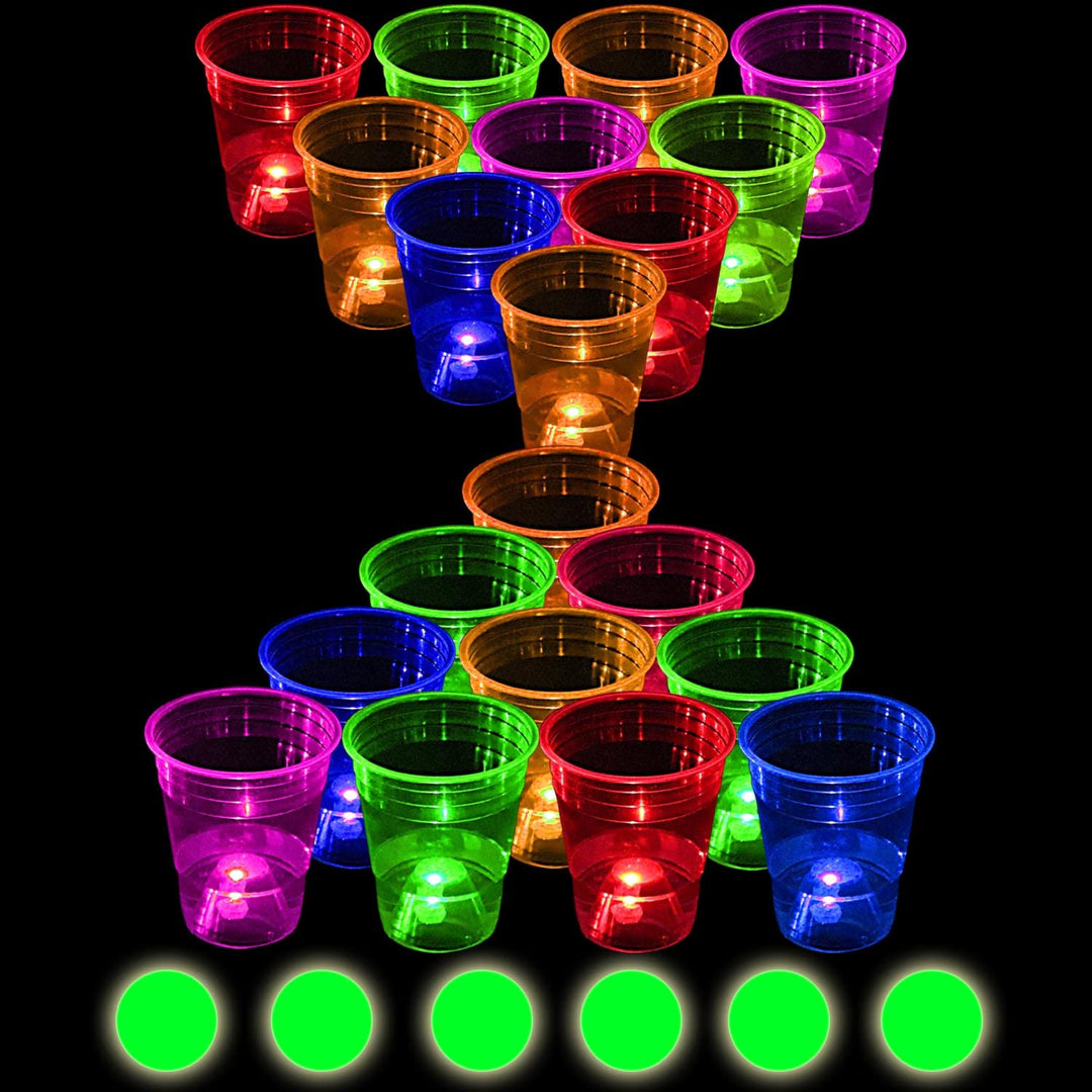 meishuneu 22 Stück leuchtende Partybecher für Partyspiele, 5 gemischte Farben, Plastikbecher, liefer