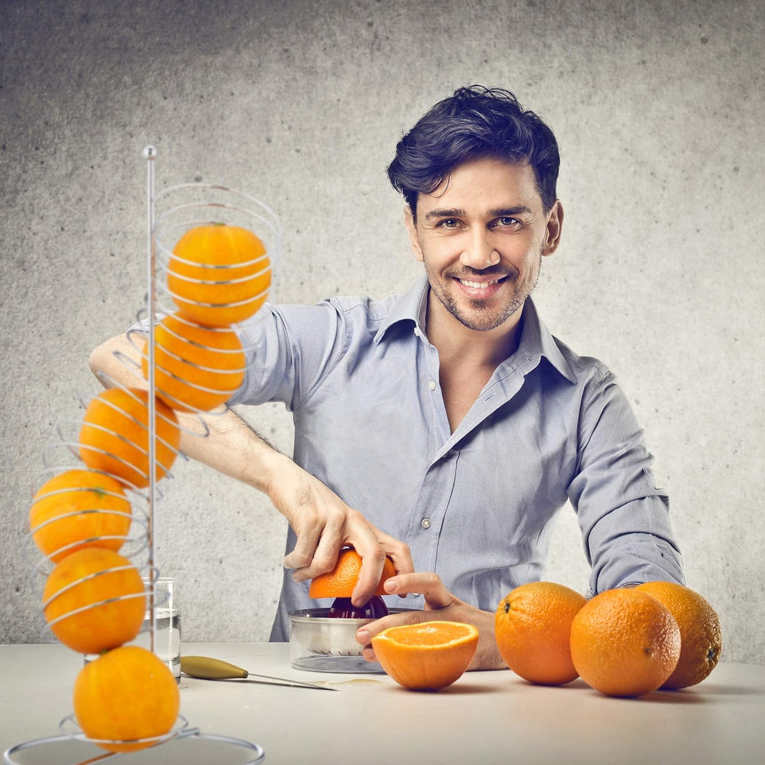 Relaxdays 10 x Obsthalter Spirale Metall, Korb für Orangen und Äpfel, Platz für 7 Stück, HxBxT 48 x