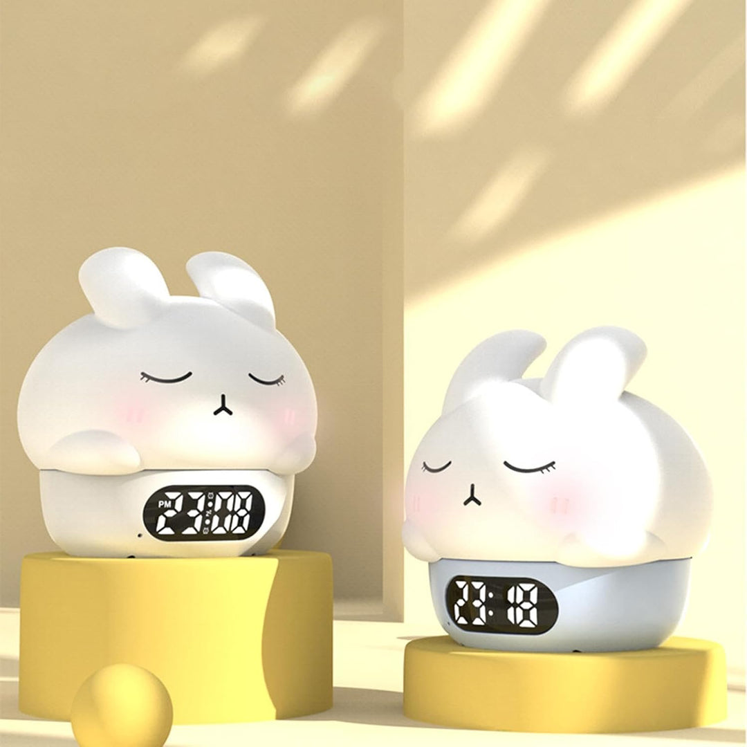 Bunny Alarm Clock, Rabbit Night Light, Sleep Training Alarm, Silicone Pat Light, Kids Wake Up Lamp,