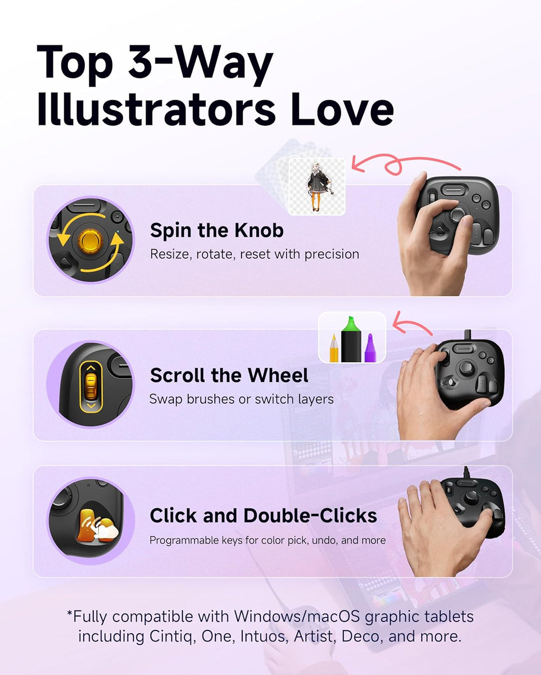 TourBox Lite, Controller Tastatur für Zeichentablett, Comic Animation Farbkorrektur ClipStudioPaint