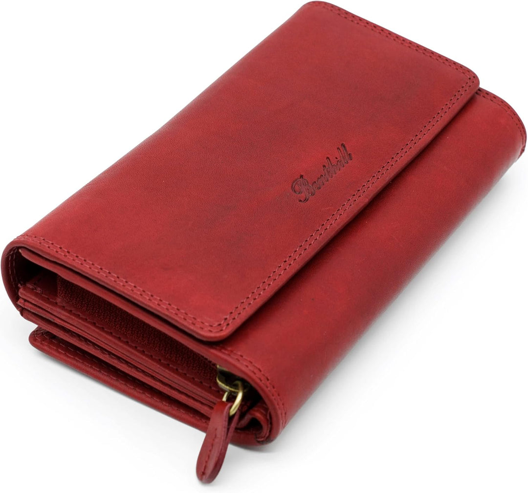 Benthill Damen Portemonnaie XXL mit RFID-Schutz | Echt-Leder Damen Geldbörse Gross | Grosse Vintage