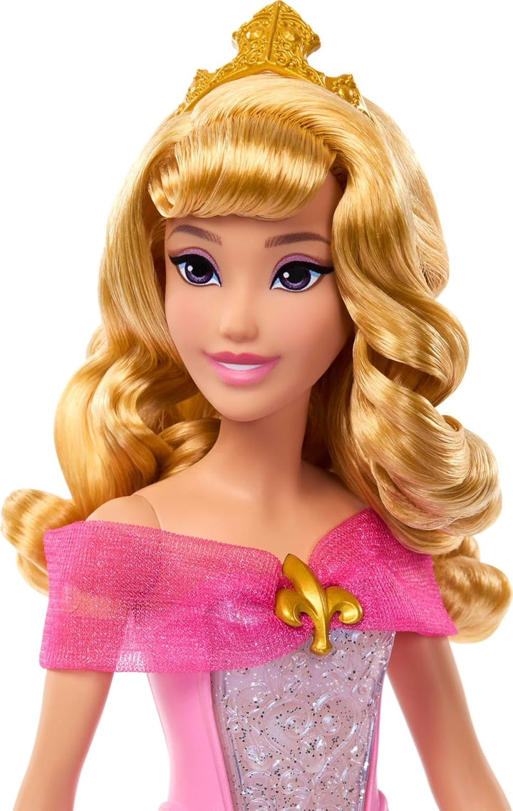 Mattel Disney Princess Aurora-Modepuppe mit leuchtendem Oberteil und Kleid mit Farbwechsel von rosa
