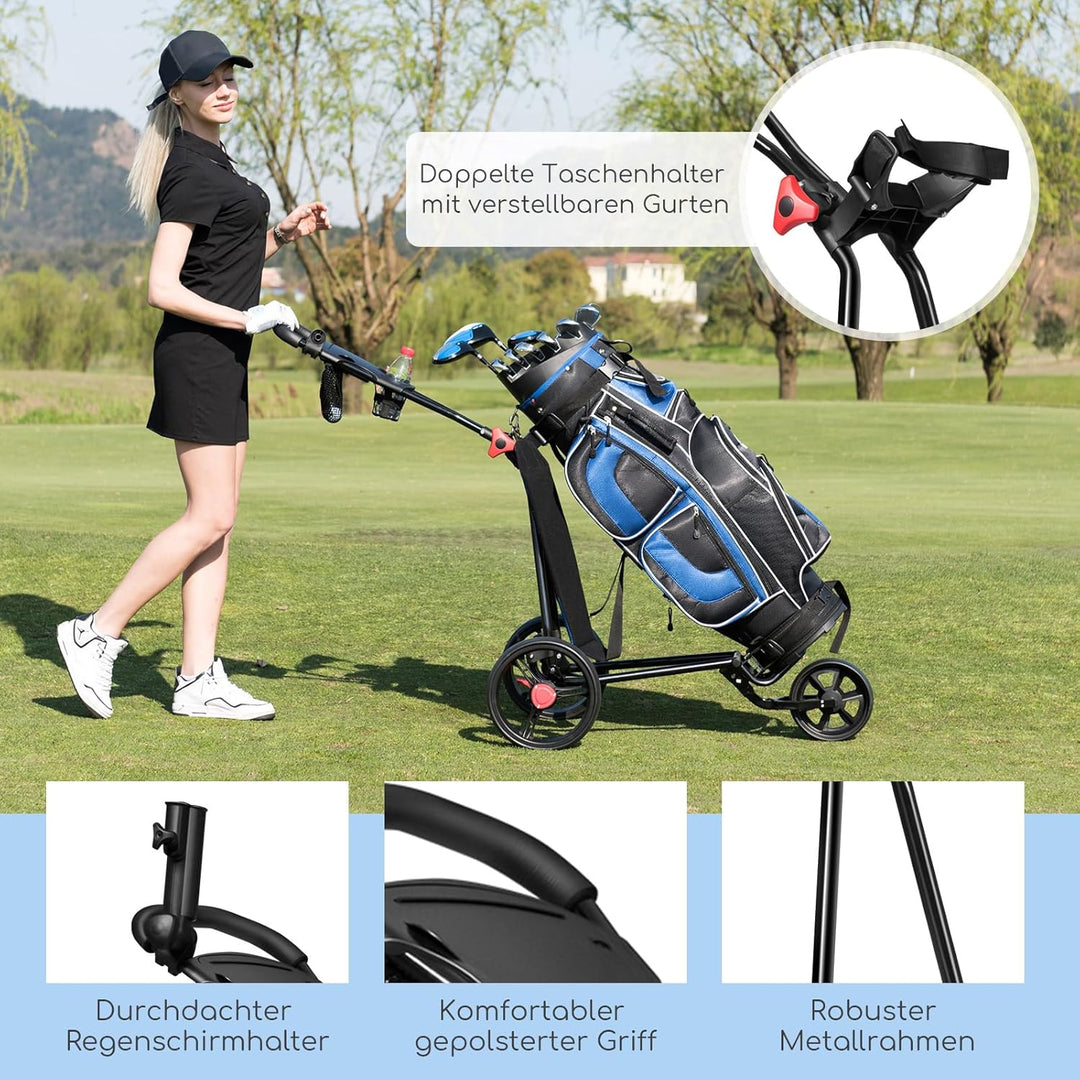 COSTWAY Golftrolley, Golftrolley 3 Rad Klappbar, Golf Trolley, Golfwagen Klappbar, Golf Trolleys, Go