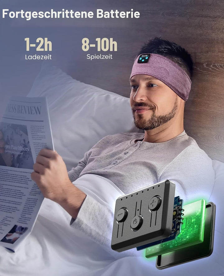 Navly Schlafkopfhörer Bluetooth Stirnband – 5.4 kabellose Kopfhörer mit 14h Akkulaufzeit & 4mm ultra