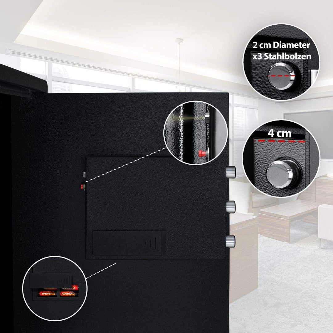KESSER® Elektronischer Tresor | 31x20x20cm | Inkl. Batteriebox | Elektronischer Safe | 3x Doppelbolz