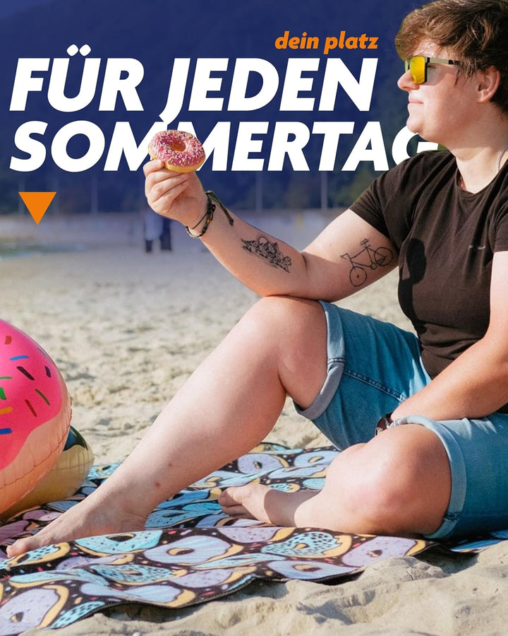 Picknickdecke 200x200 cm Wasserdicht & Sandfrei — Isolierte XXL Stranddecke für 4-6 Personen mit Tra