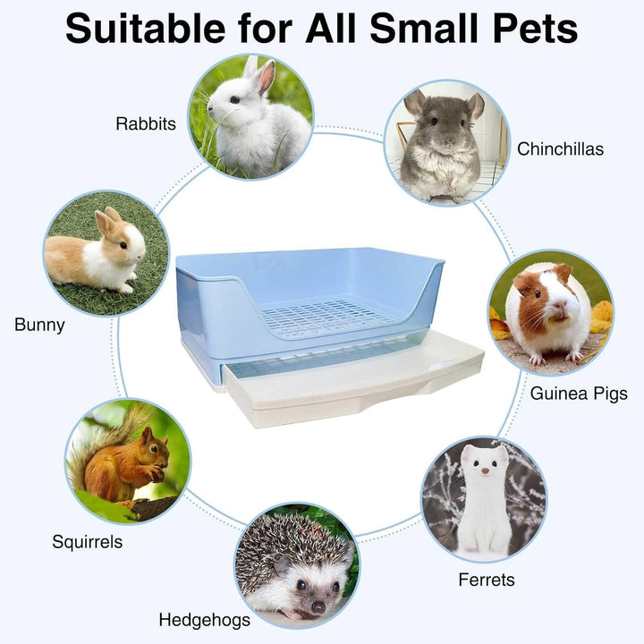 kathson grosses Kaninchenklo zum Trainieren, Töpfchen-Ecktoilette mit Schublade, grösses Klo für erw