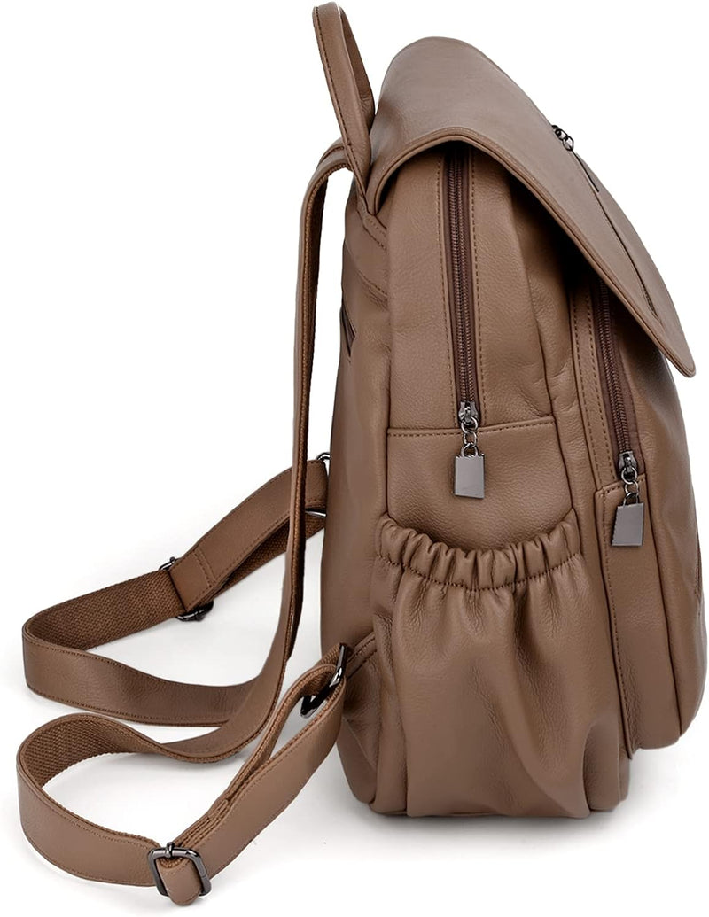 UTO Damen Rucksack gewaschenes PU Leder Reisetasche Grosse Kapazität Für Frauen Schultertasche Multi