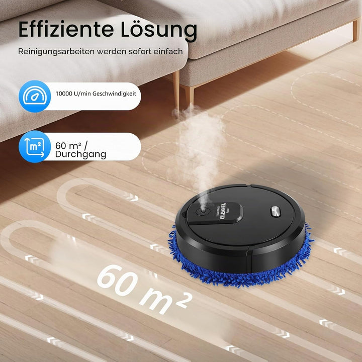 Kehrroboter, Saugroboter Roboter Nass/Trocken-Kehrmaschine Wischmaschine 60 dB USB Charging, 4 Gesch