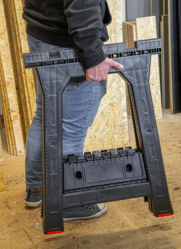OliveBird Arbeitsbock Set, klappbarer Unterstellbock mit Sägebock-Funktion und Werkzeug-Ablage, bela