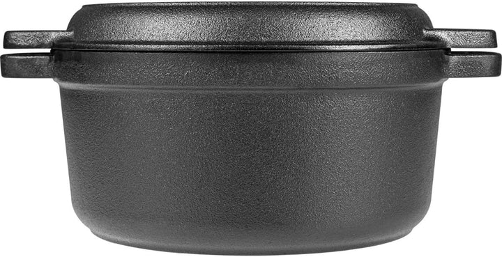 BROWIN® Gusseisen Topf mit Pfanne 330527 | 3,5 Liter Brotbackform | Robuster Kochtopf | 2in1 Gusseis