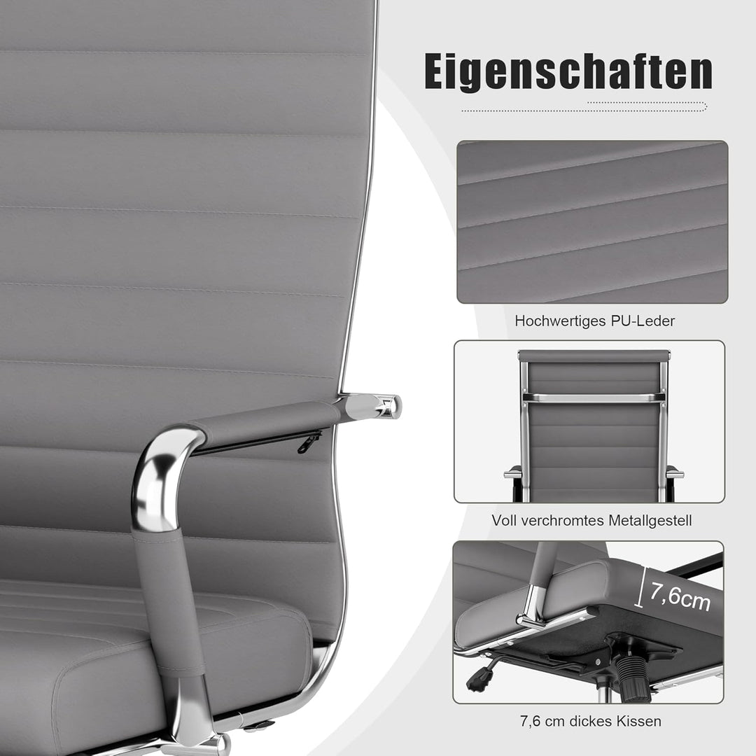 UEV Bürostuhl Ergonomisch Wippfunktion bis 150 kg belastbar Schreibtischstuhl mit Armlehne Drehstuhl