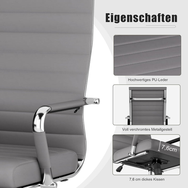 UEV Bürostuhl Ergonomisch Wippfunktion bis 150 kg belastbar Schreibtischstuhl mit Armlehne Drehstuhl