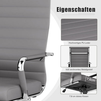 UEV Bürostuhl Ergonomisch Wippfunktion bis 150 kg belastbar Schreibtischstuhl mit Armlehne Drehstuhl
