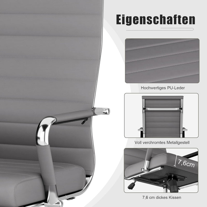 UEV Bürostuhl Ergonomisch Wippfunktion bis 150 kg belastbar Schreibtischstuhl mit Armlehne Drehstuhl
