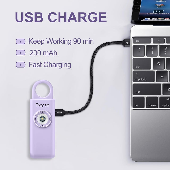 Selbstverteidigungs-Schlüsselanhänger mit Sirene, Wiederaufladbar, Persönlicher Sicherheitsalarm, 13