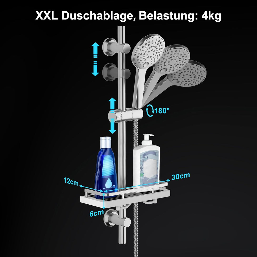 Görbach Duschset Duschstange mit Duschkopfhalter, Duschbrause mit schlauch und halterung, Brausestan