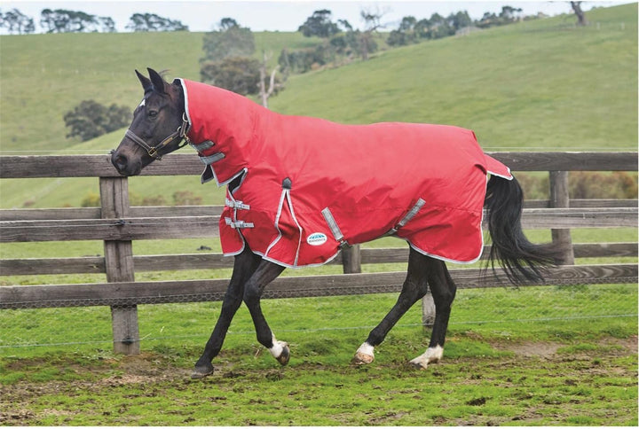 Weatherbeeta ComFiTec Classic Medium Combo Turnout Rug 6ft Red Silver Navy, 6ft Red Silver Navy