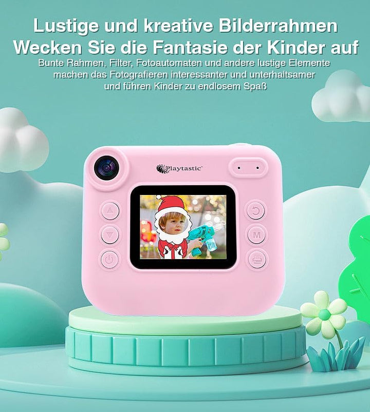 Sofortbildkamera: Kinder-Sofortbild-Kamera mit Selfie-Objektiv, 2"-Display, 48 MP, pink (Sofortbildk