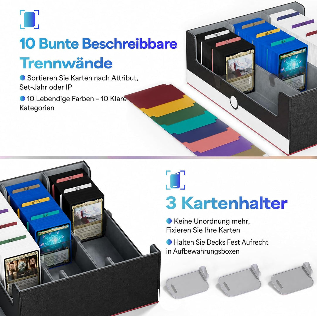 Karten-Aufbewahrungsbox für Sammelkarten, 1800+ PU-Leder, Commander-Kartendeck-Hülle, Magnetverschlu